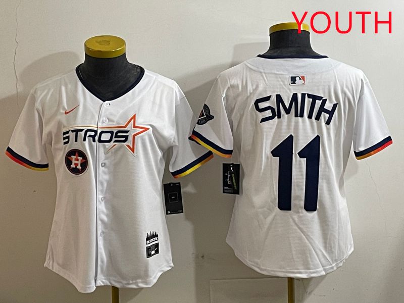 Youth Houston Astros #11 Smith White three generations Joint Name Nike 2025 MLB Jersey style 11->youth mlb jersey->Youth Jersey